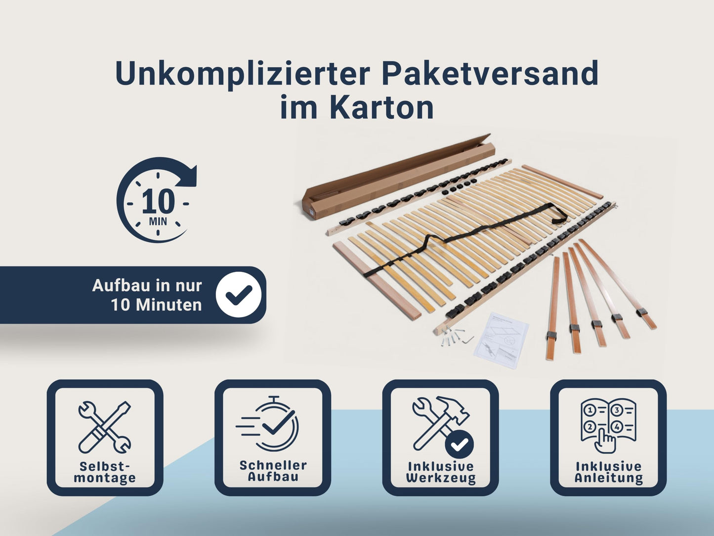 Lattenrost 90x200 cm – verstellbar, 28 Leisten
