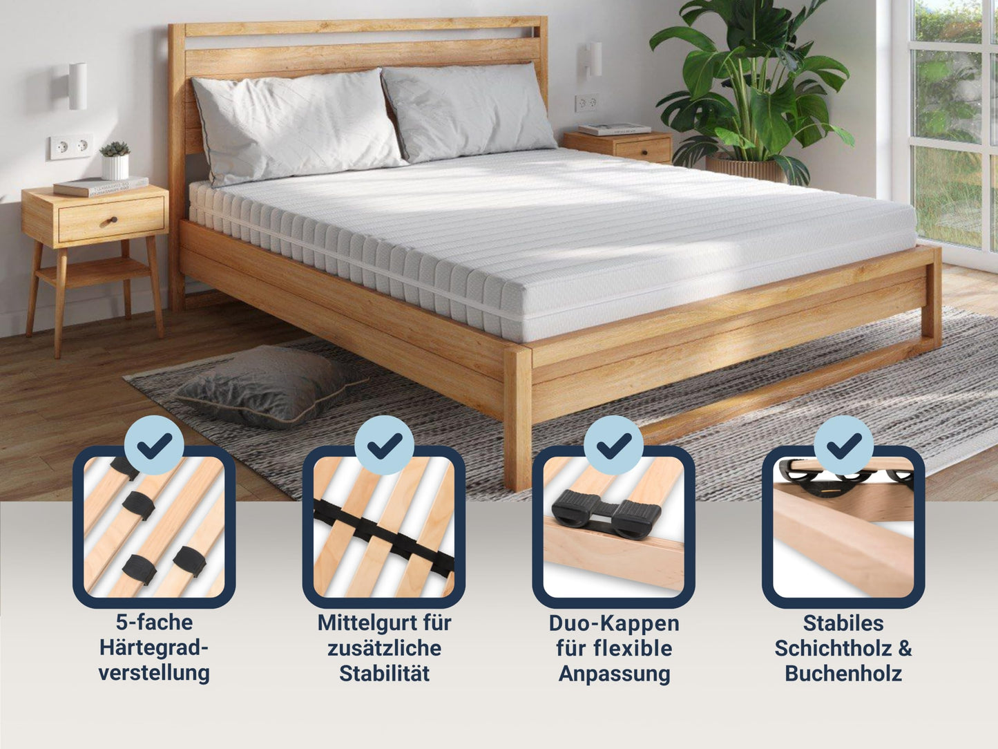 Lattenrost 90x200 cm – verstellbar, 28 Leisten
